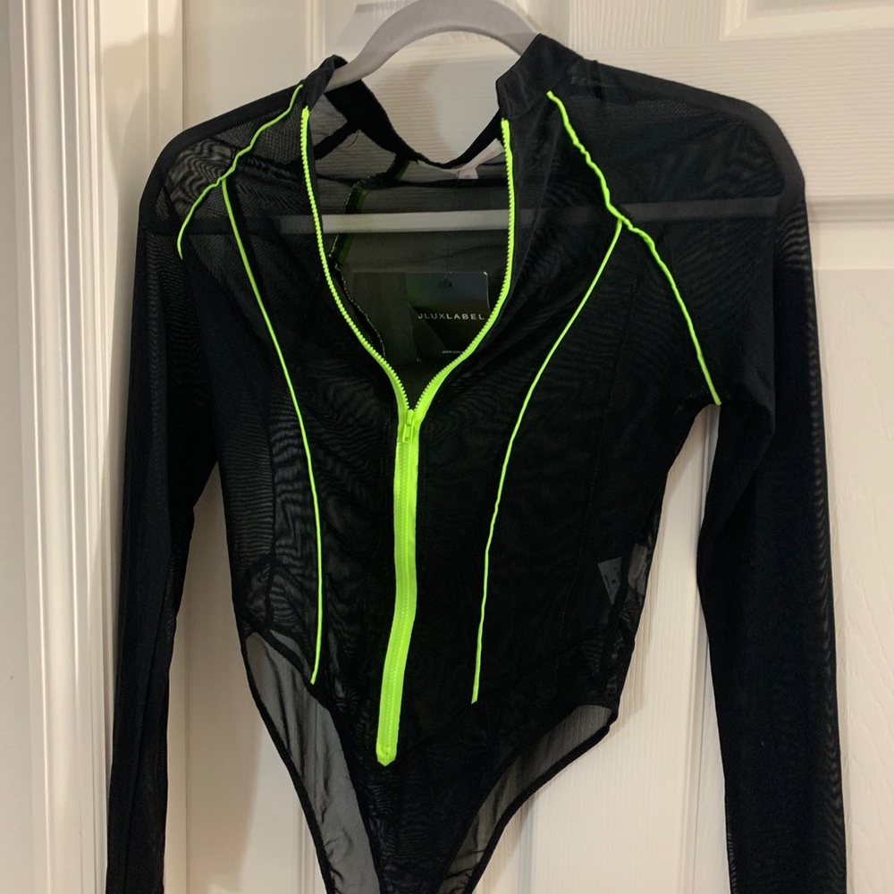 JLUXLABEL neon sheer body suit